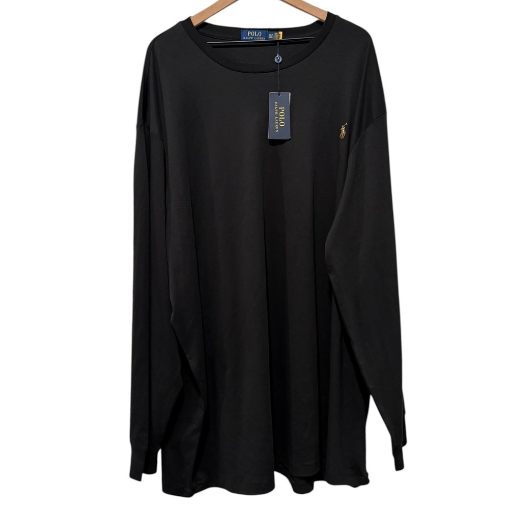 Polo Ralph Lauren Mens Black Long Sleeve T-Shirt 4XLT Classic Fit Soft Cotton